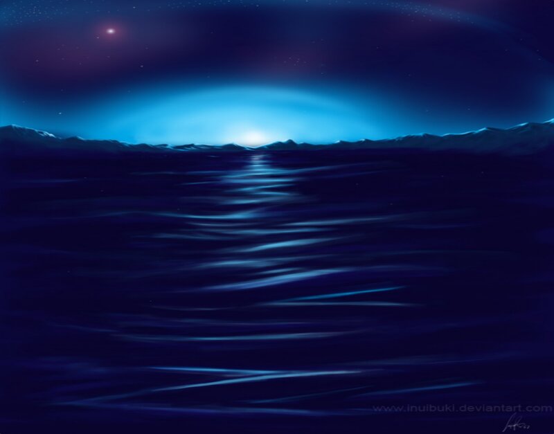 night sea with starlight