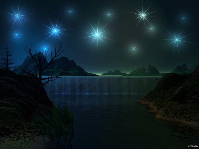 night sky over a lake