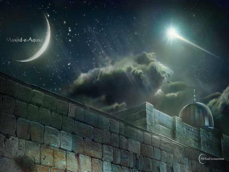 Night sky over a mosque