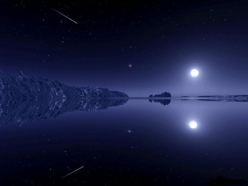 Night sky over calm water