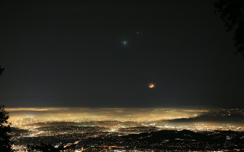 Night sky over cityscape
