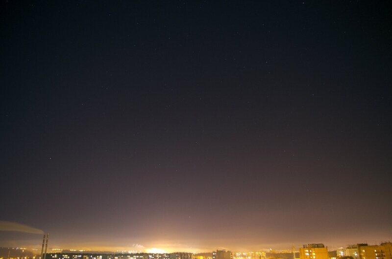 Night sky over cityscape
