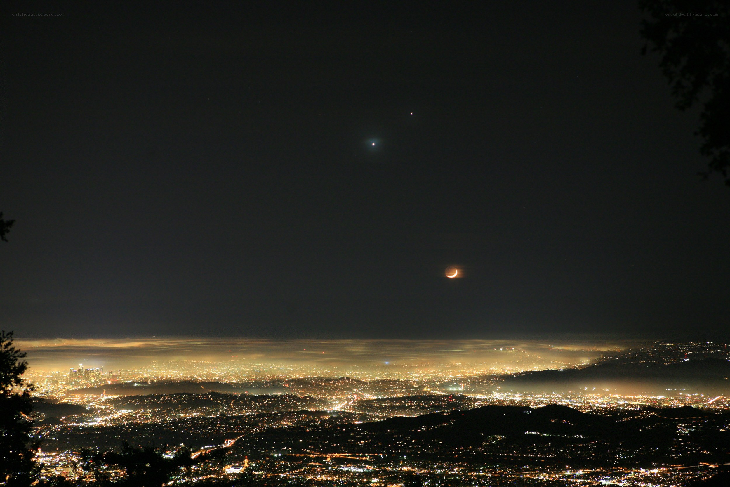 Night sky over cityscape