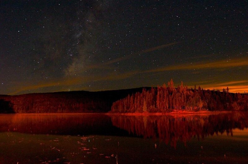 Night Sky over Lake — Black