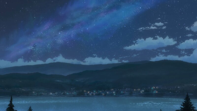Night Sky over Lake — Blue, Serene, Anime