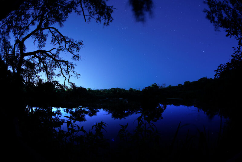 Night Sky over Lake — Blue