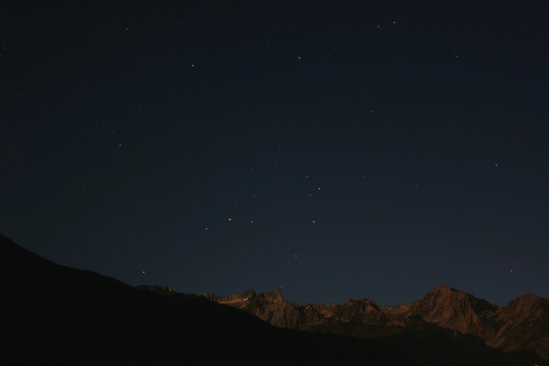 Night sky over mountains