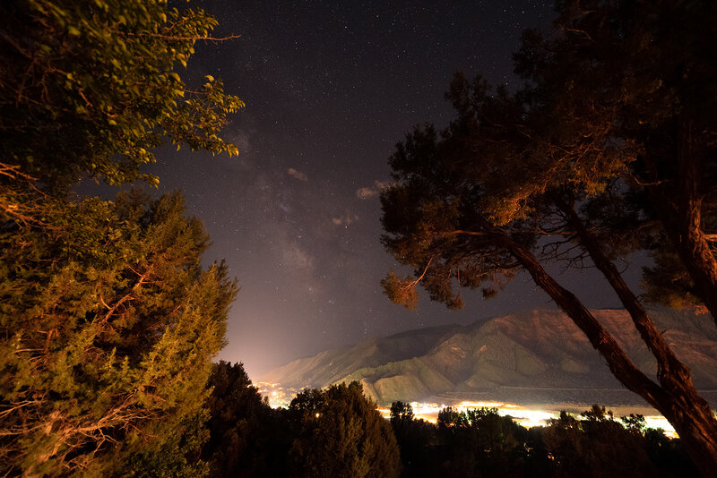 Night Sky over Mountains — Black, Serene