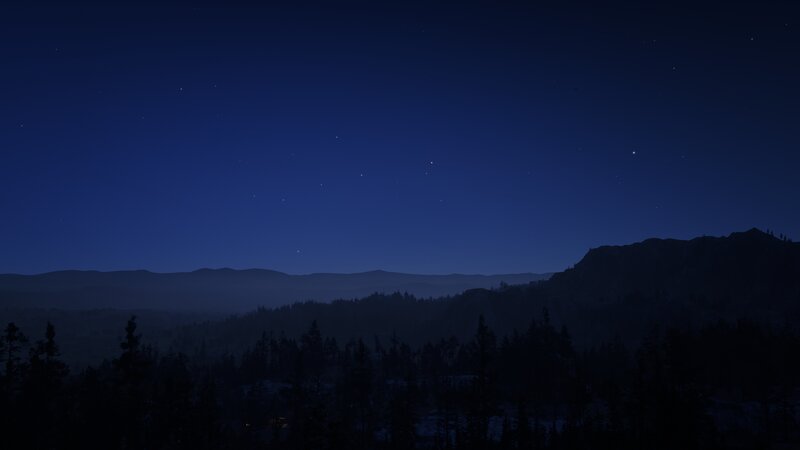 Night Sky over Mountains — Blue
