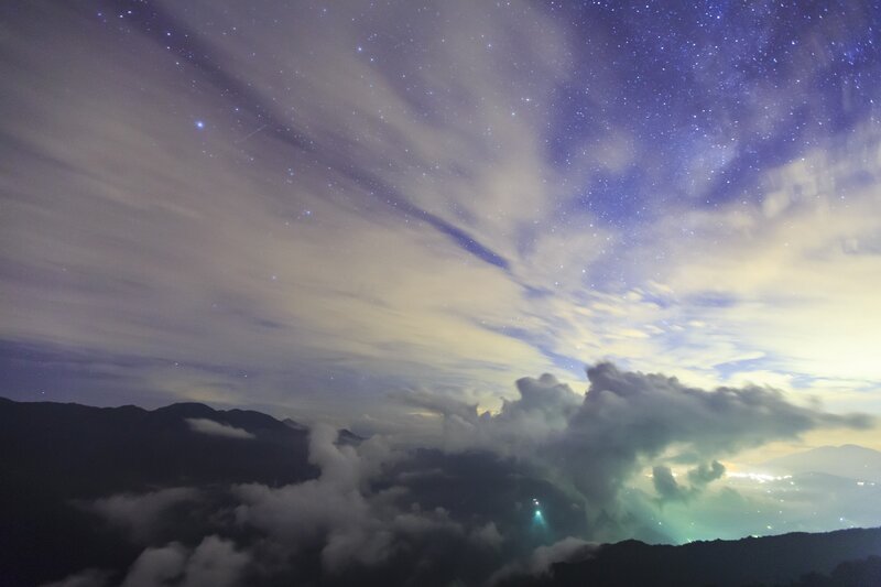 Night Sky over Mountains — Purple