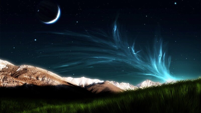 Night sky over mountains