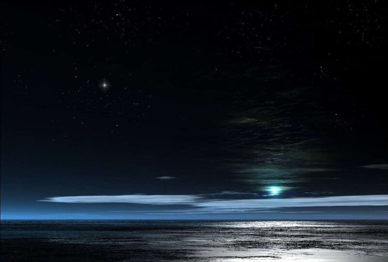 Night Sky over Ocean — Black