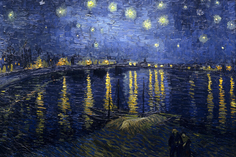 Night Sky over River — Blue, Dramatic
