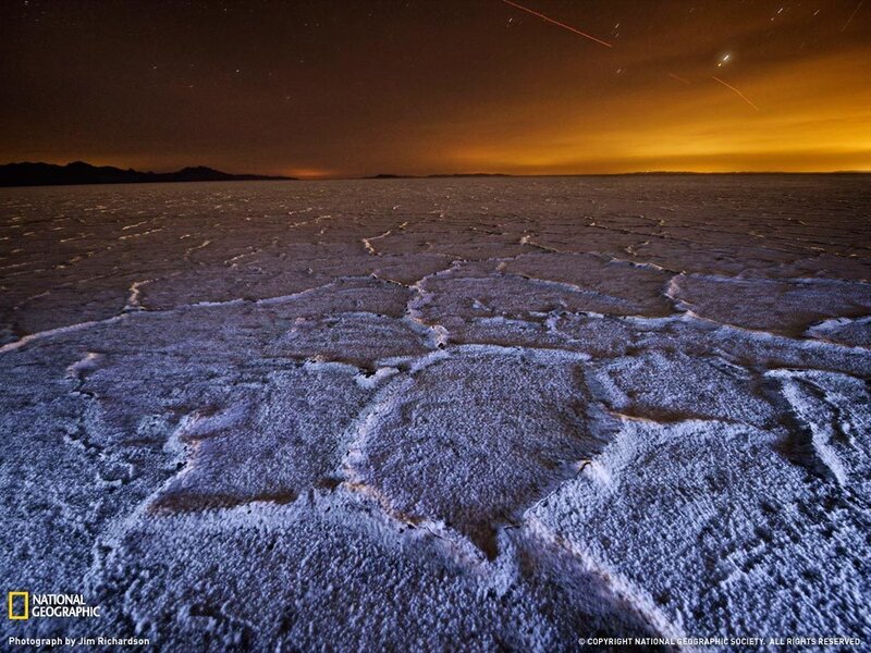 Night sky over salt flats