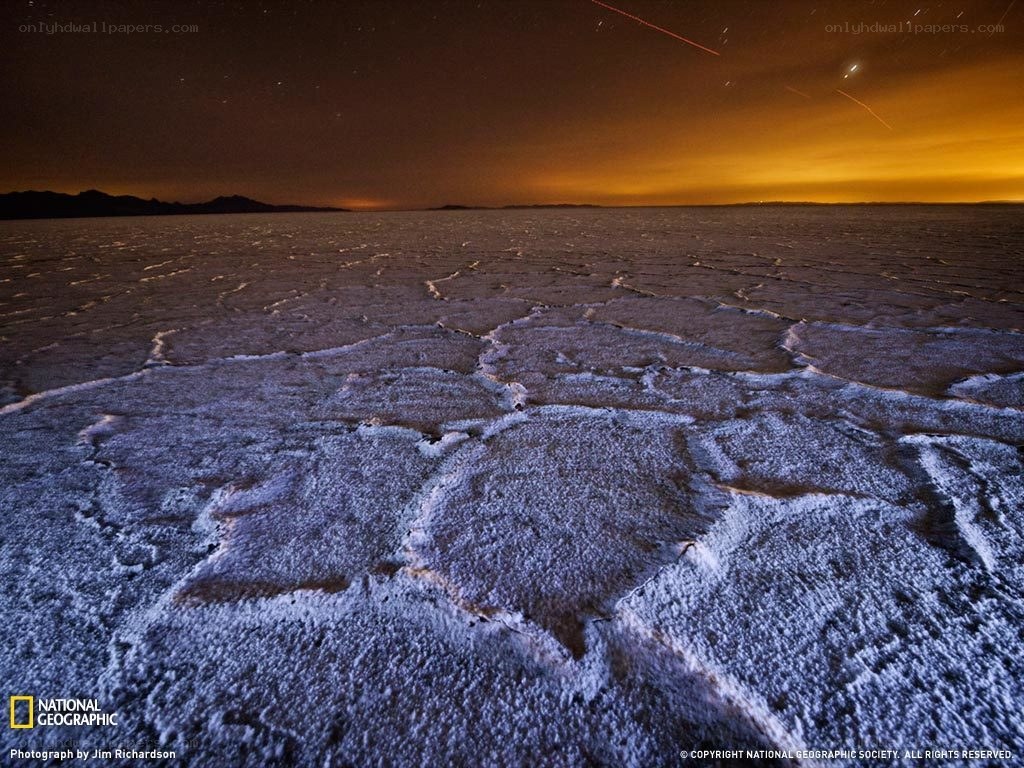 Night sky over salt flats