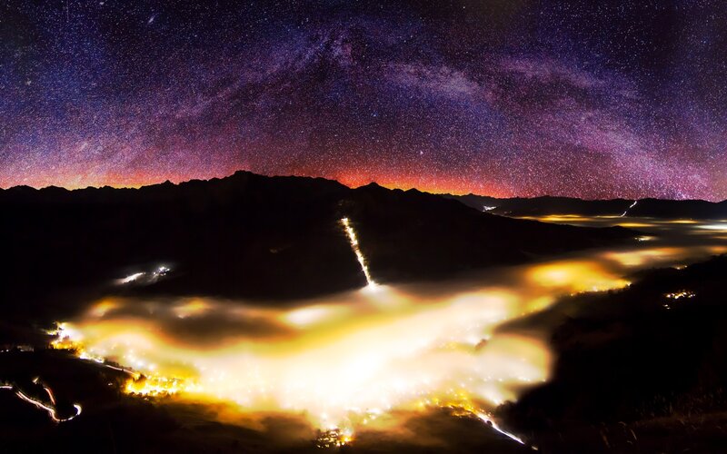 Night Sky over Valley — Purple, Dramatic