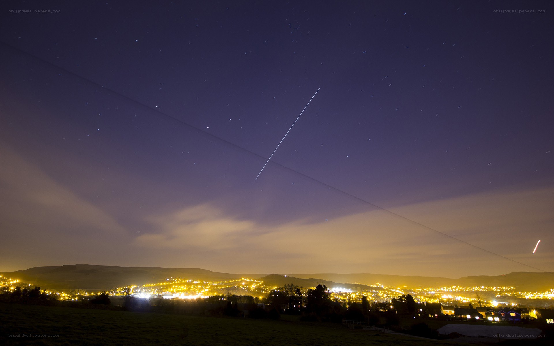 Night sky with city lights