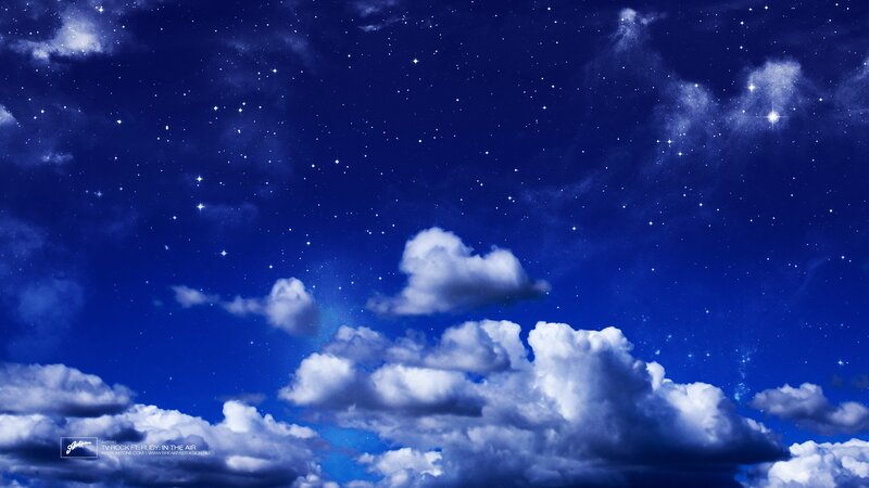 Night Sky with Clouds — Blue, Serene, Digital Art, Stars