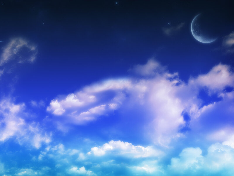 Night Sky with Clouds — Blue, Serene