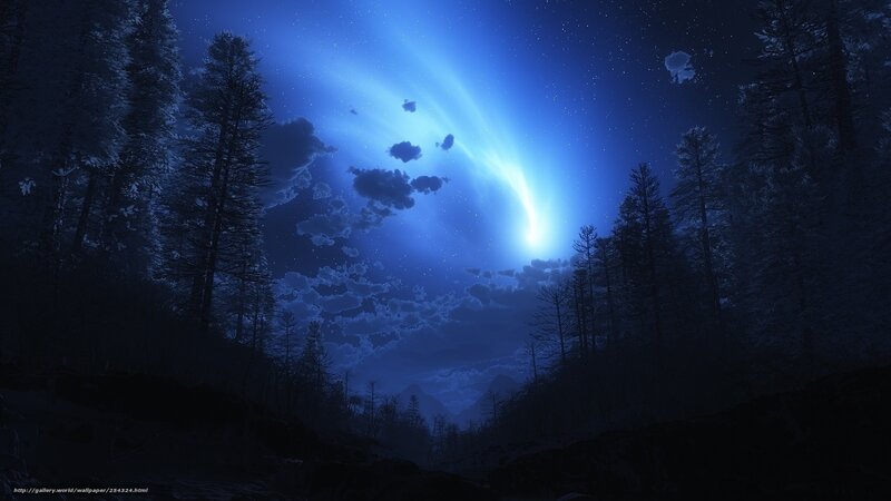 Night sky with comet