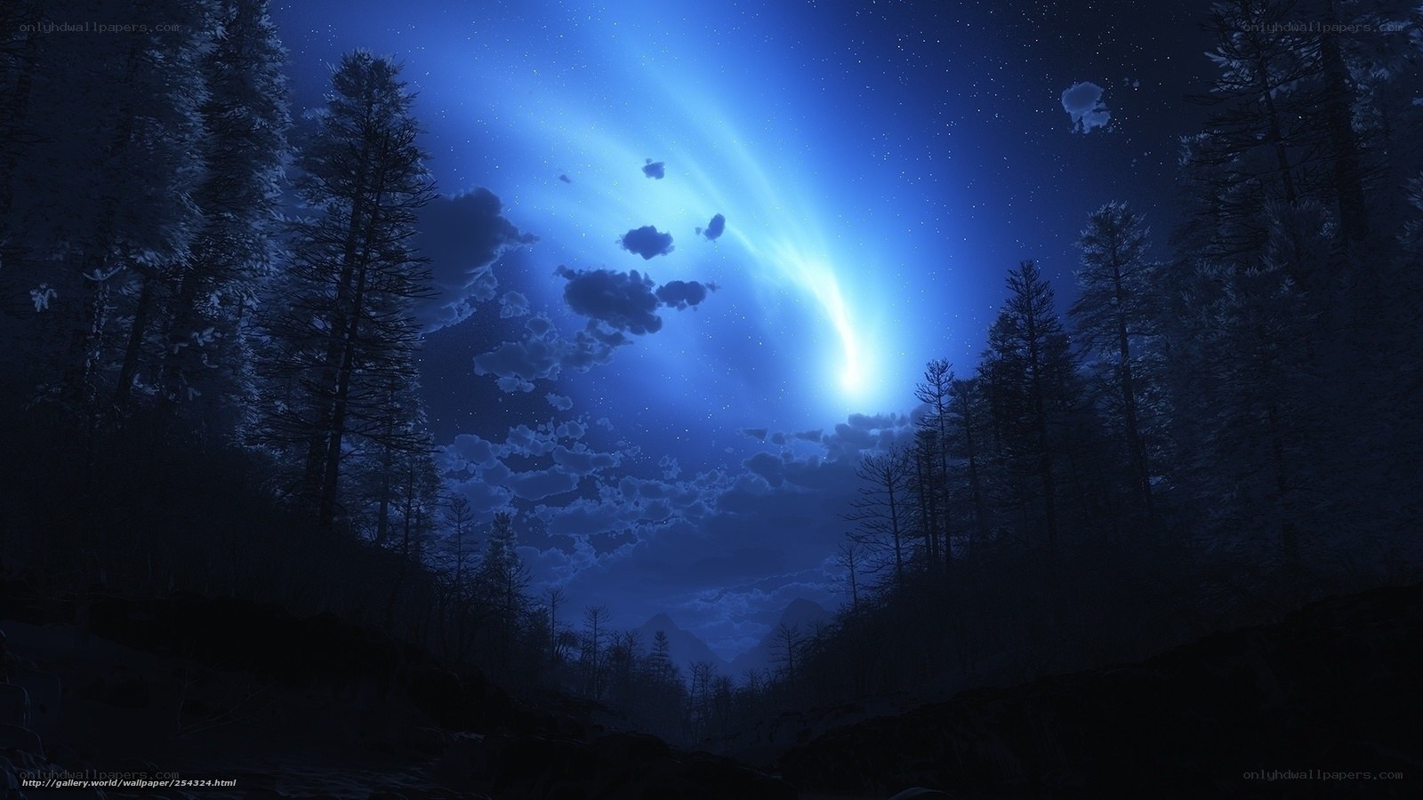 Night sky with comet