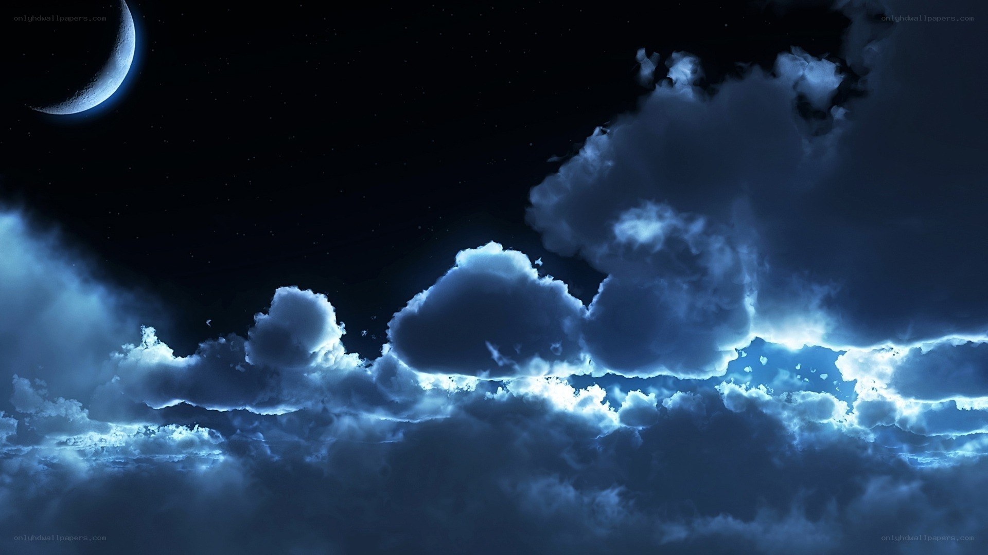 Night sky with crescent moon