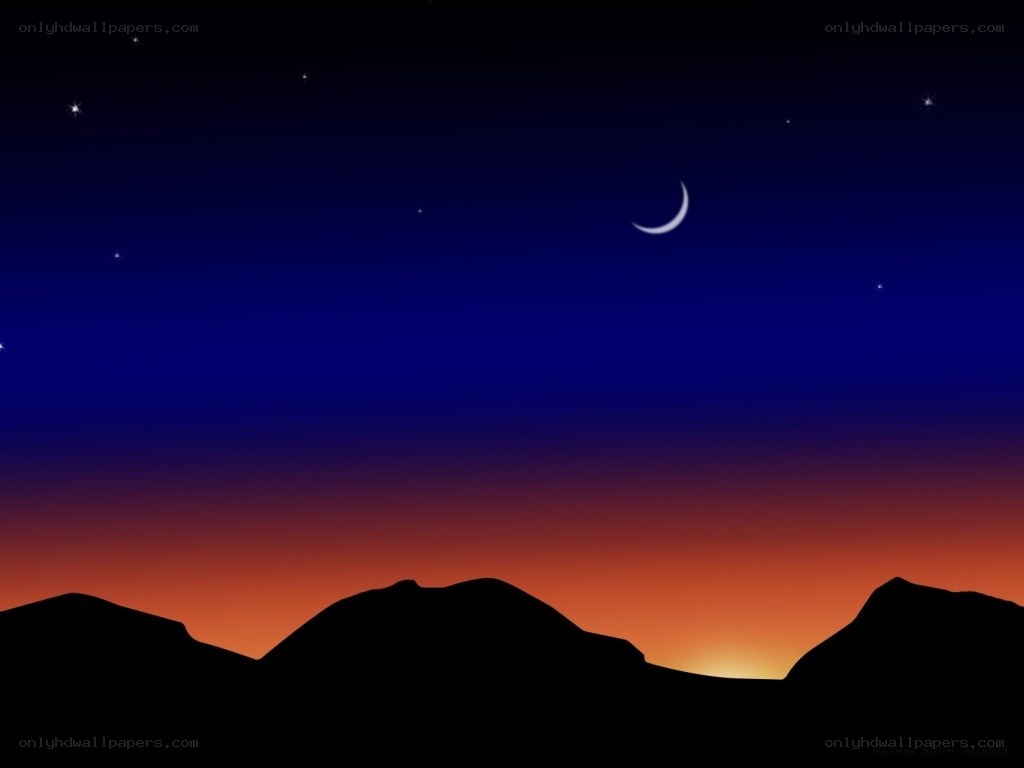 night sky with crescent moon
