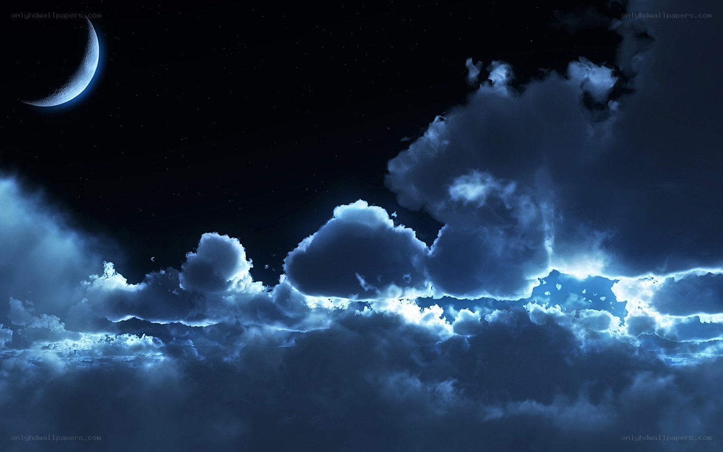 Night sky with crescent moon