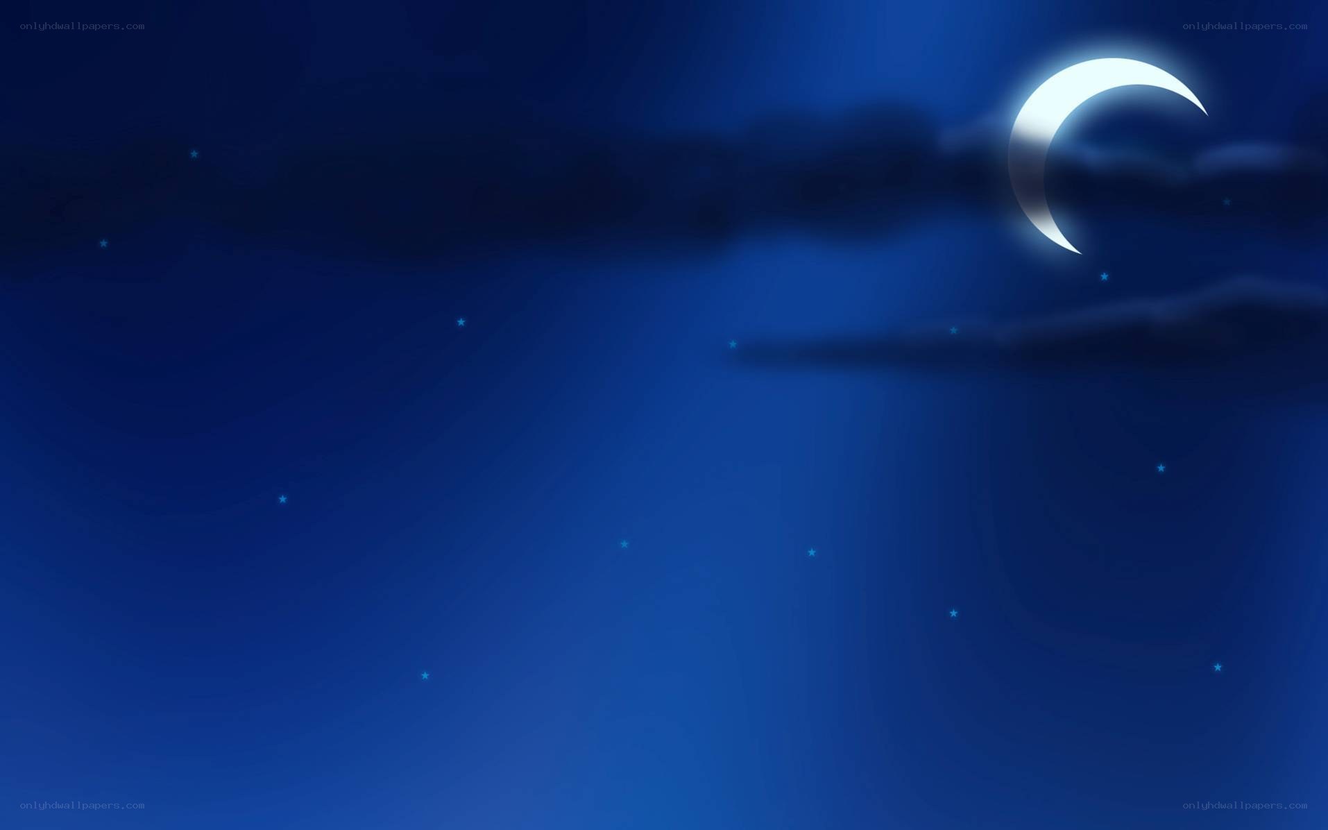 night sky with crescent moon