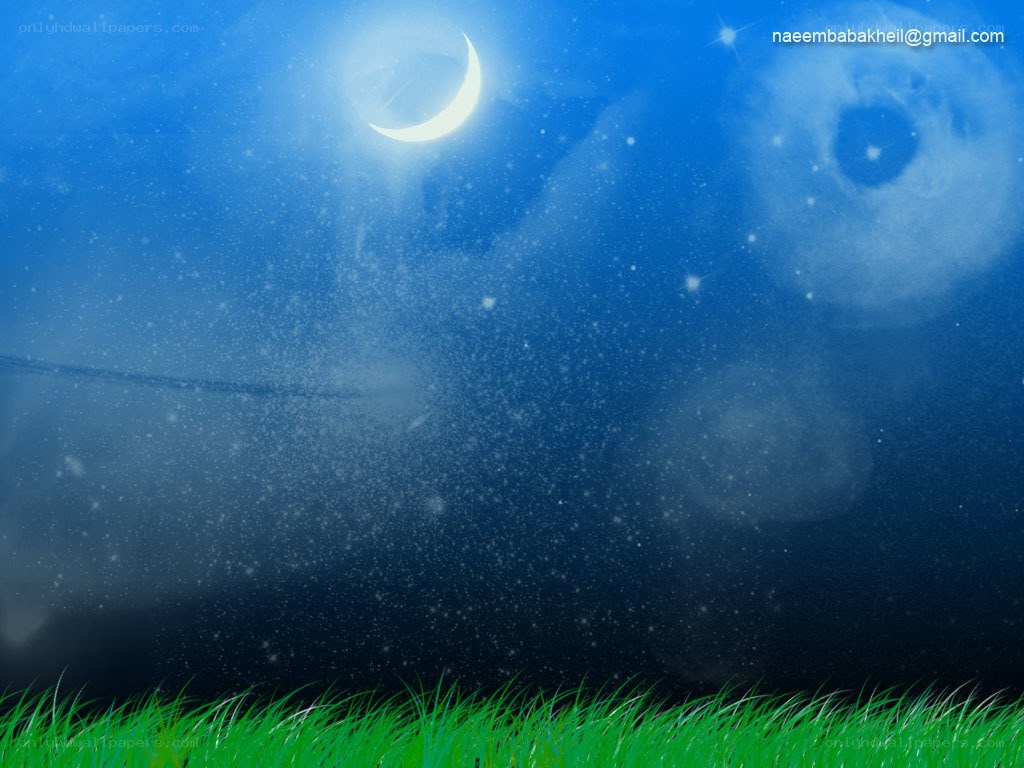 night sky with crescent moon