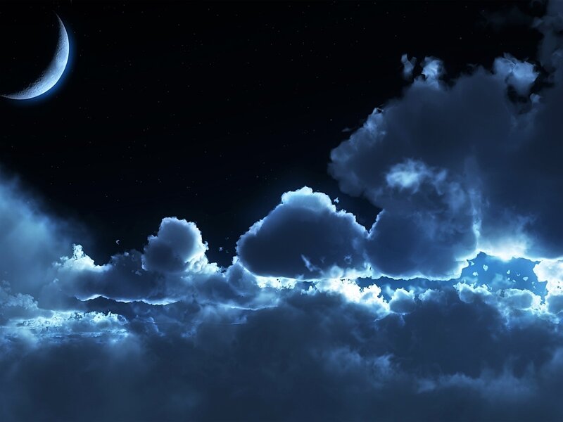 Night sky with crescent moon