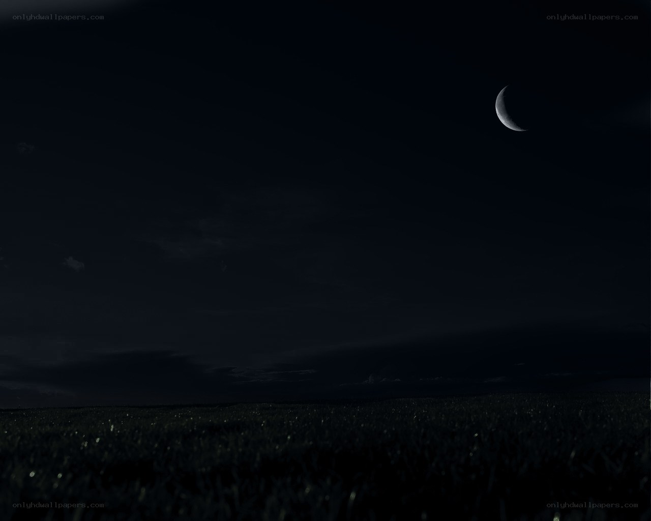 Night sky with crescent moon
