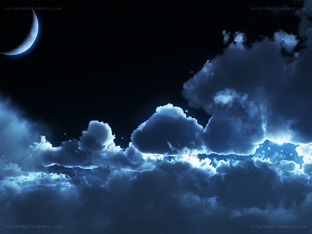 Night sky with crescent moon