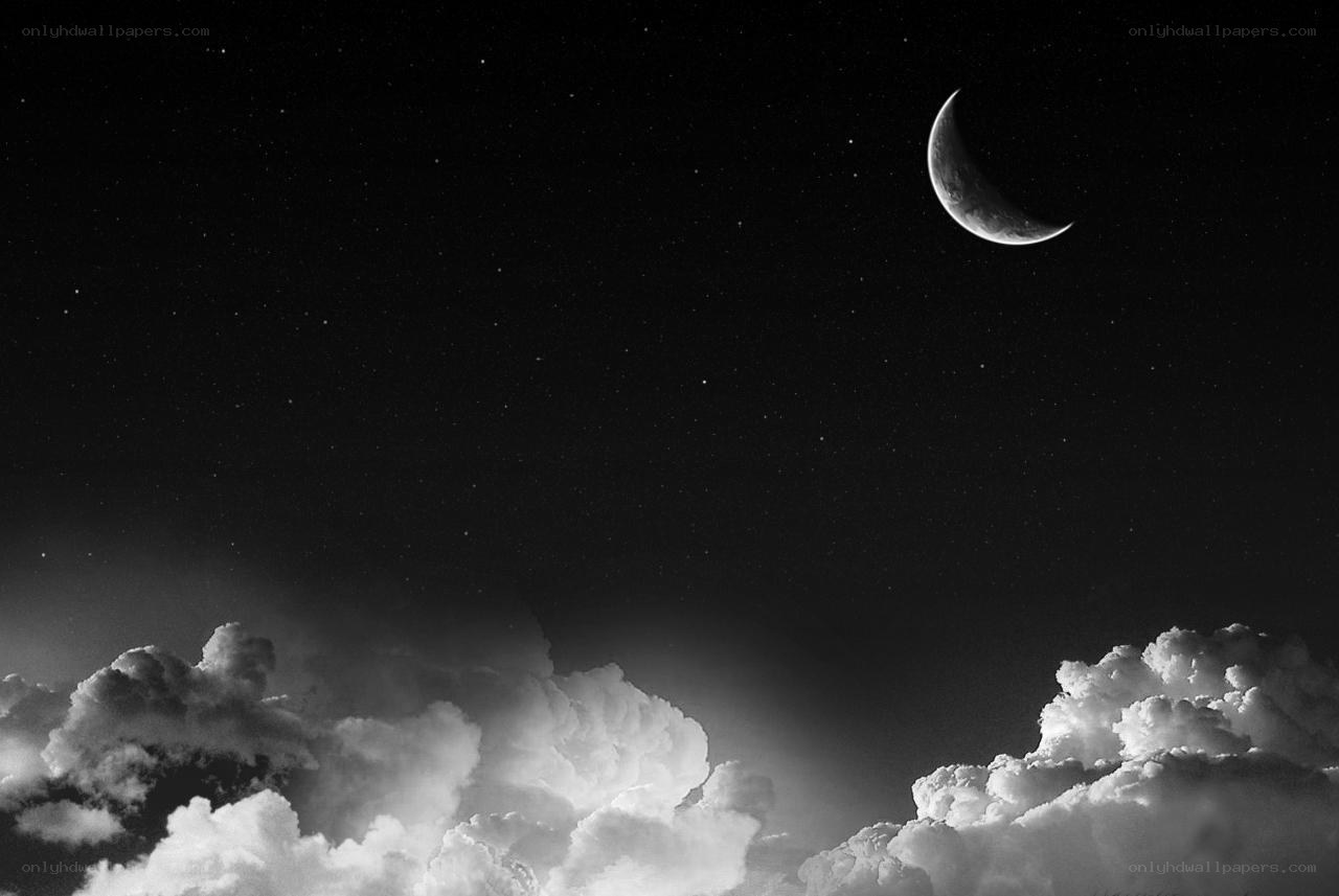 Night sky with crescent moon