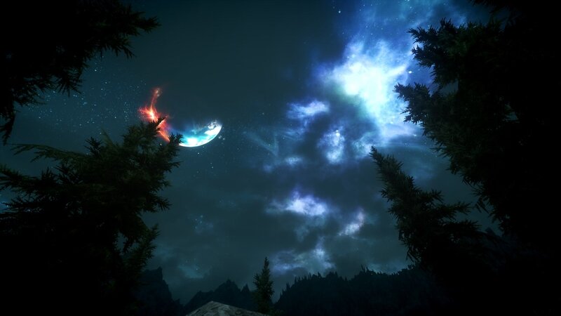 night sky with glowing moon