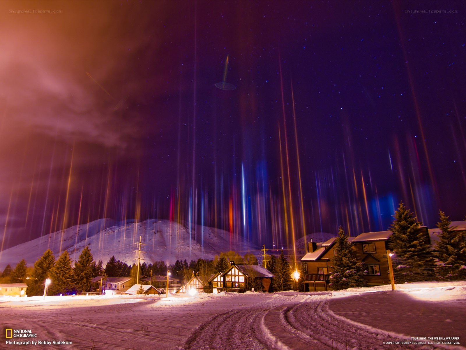 Night sky with light trails