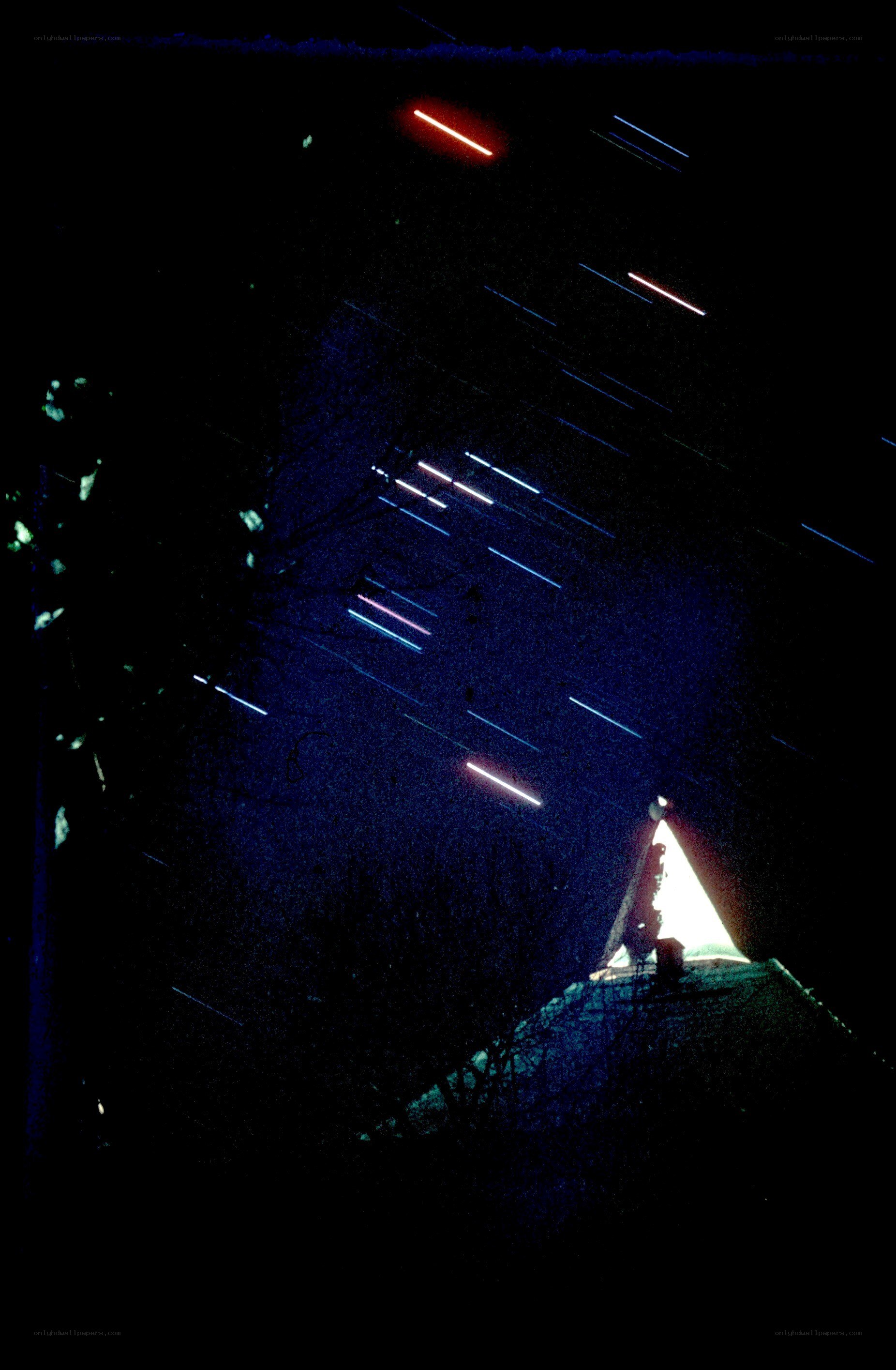 Night sky with light trails