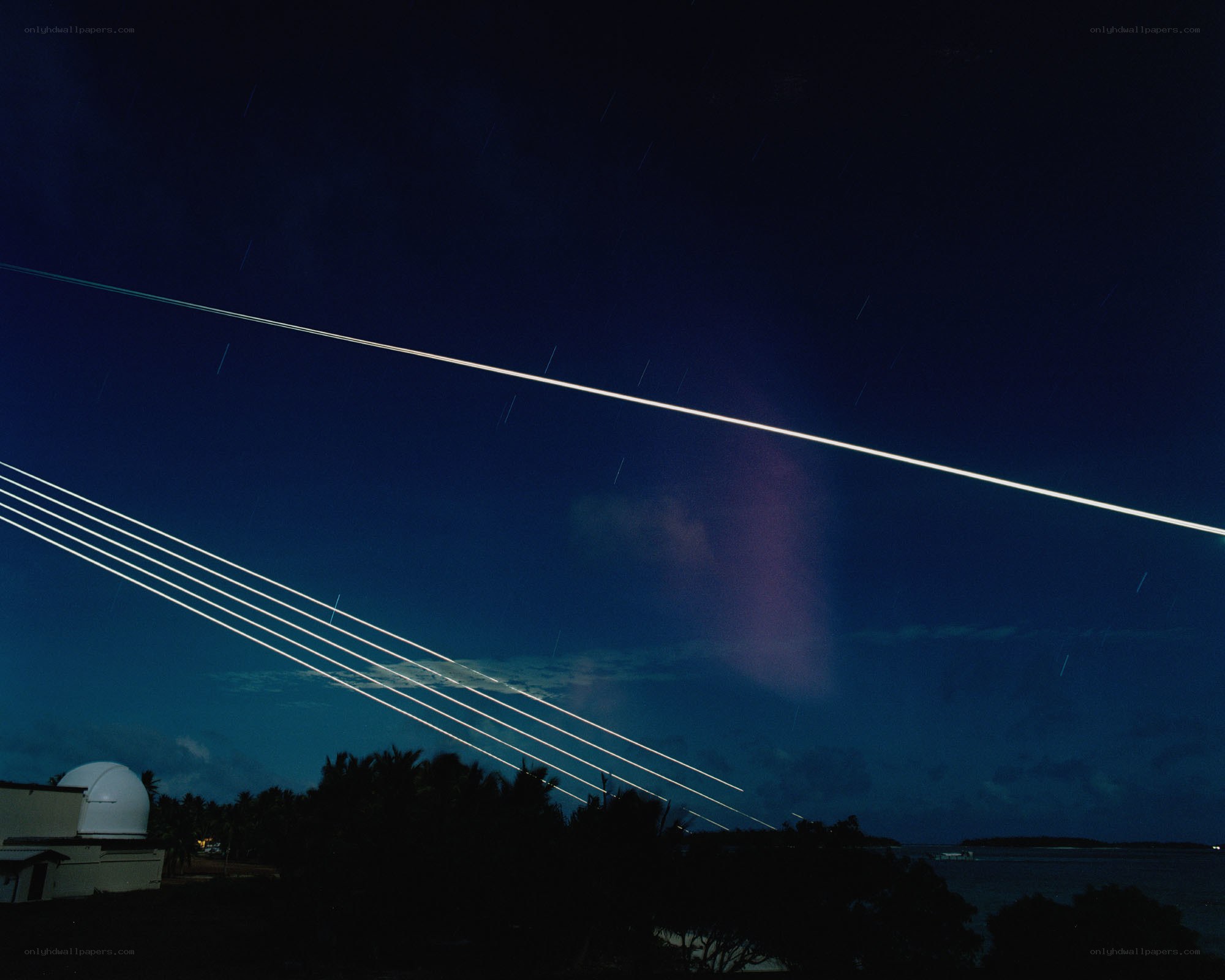 Night sky with light trails