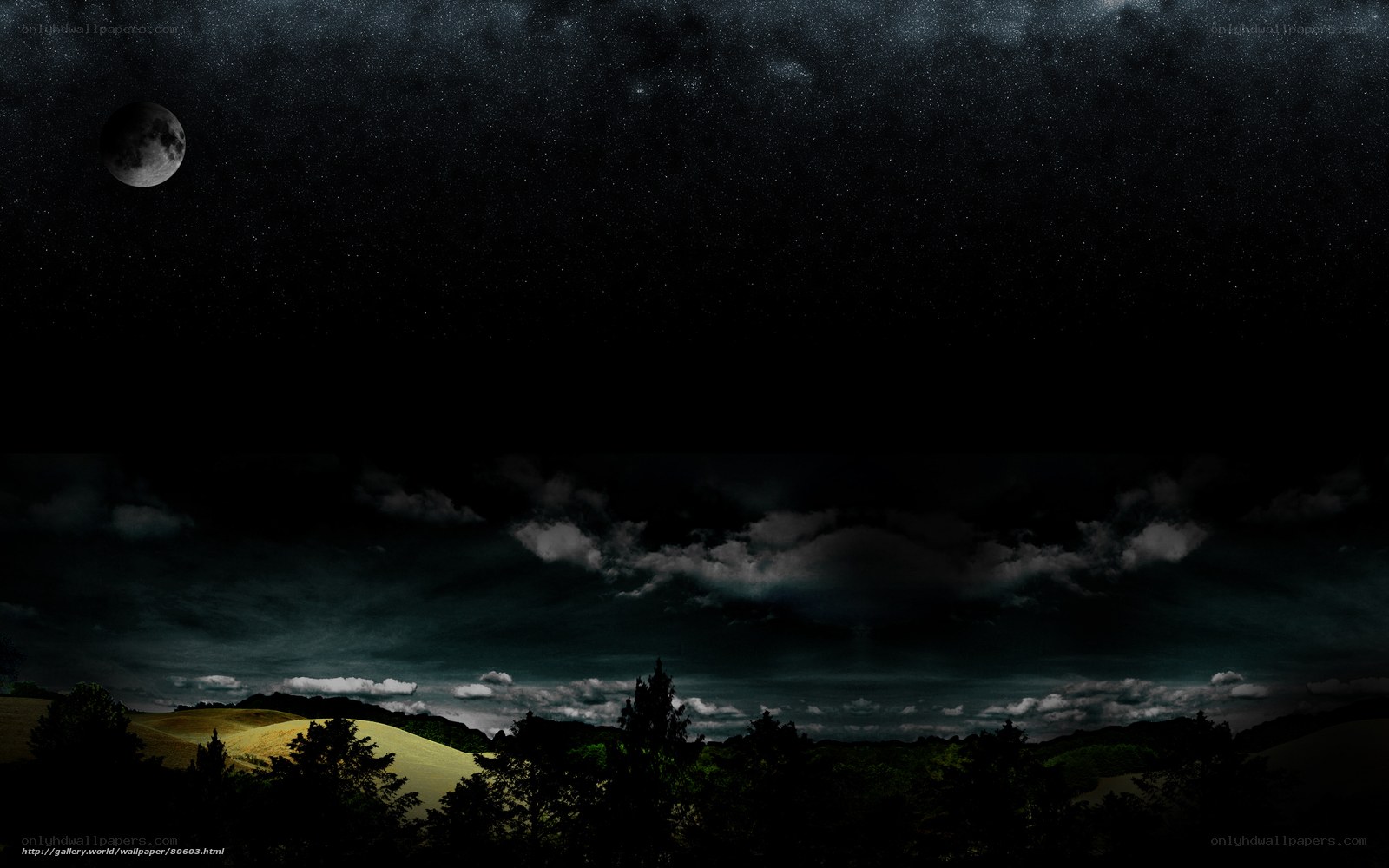Night sky with moon and clouds