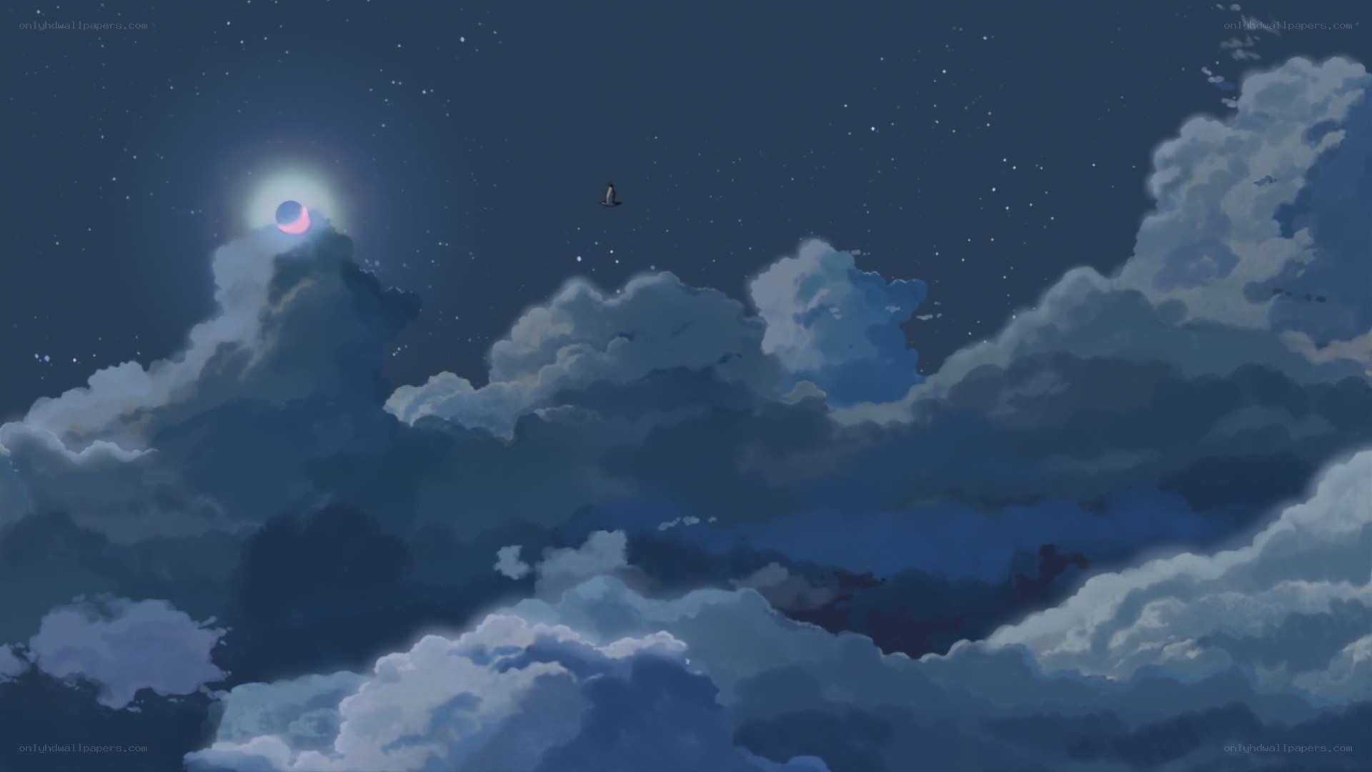Night sky with moon and clouds
