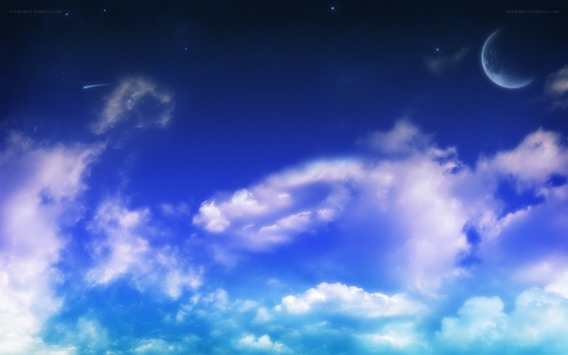 night sky with moon and clouds