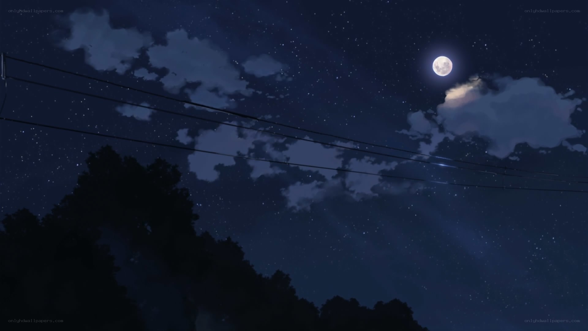 Night sky with moon and clouds