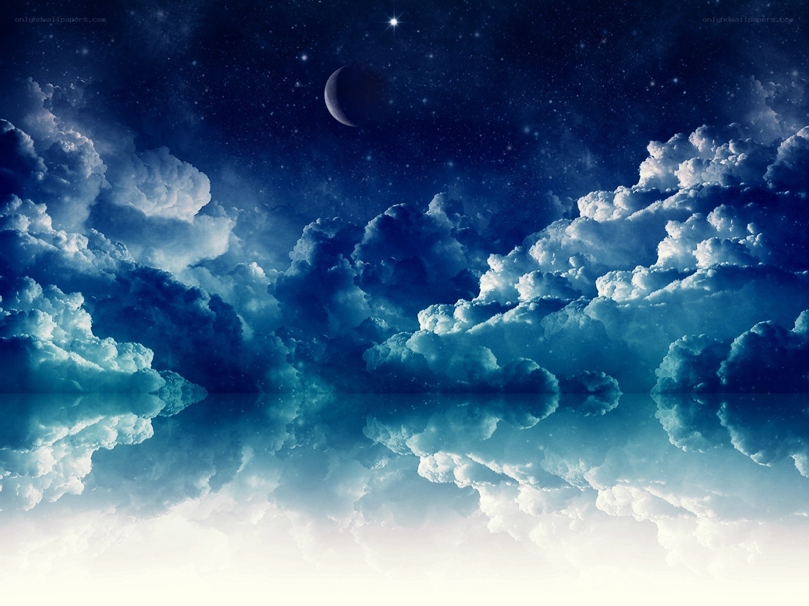Night sky with moon and clouds