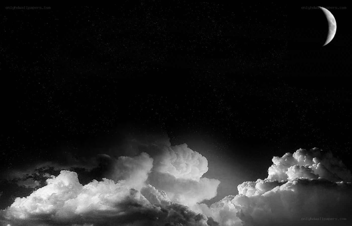 Night sky with moon and clouds