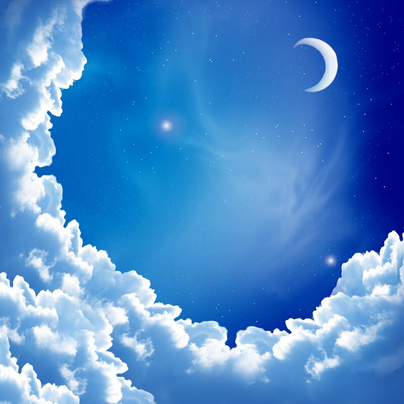Night Sky with Moon and Clouds — Blue