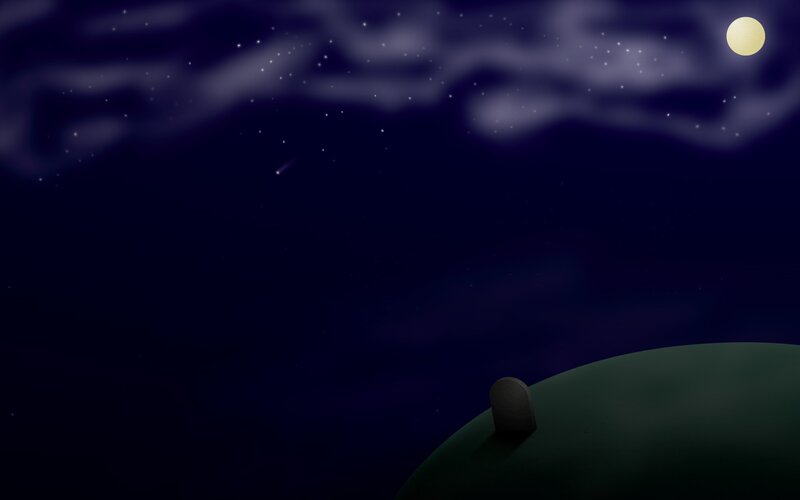 night sky with moon and comet