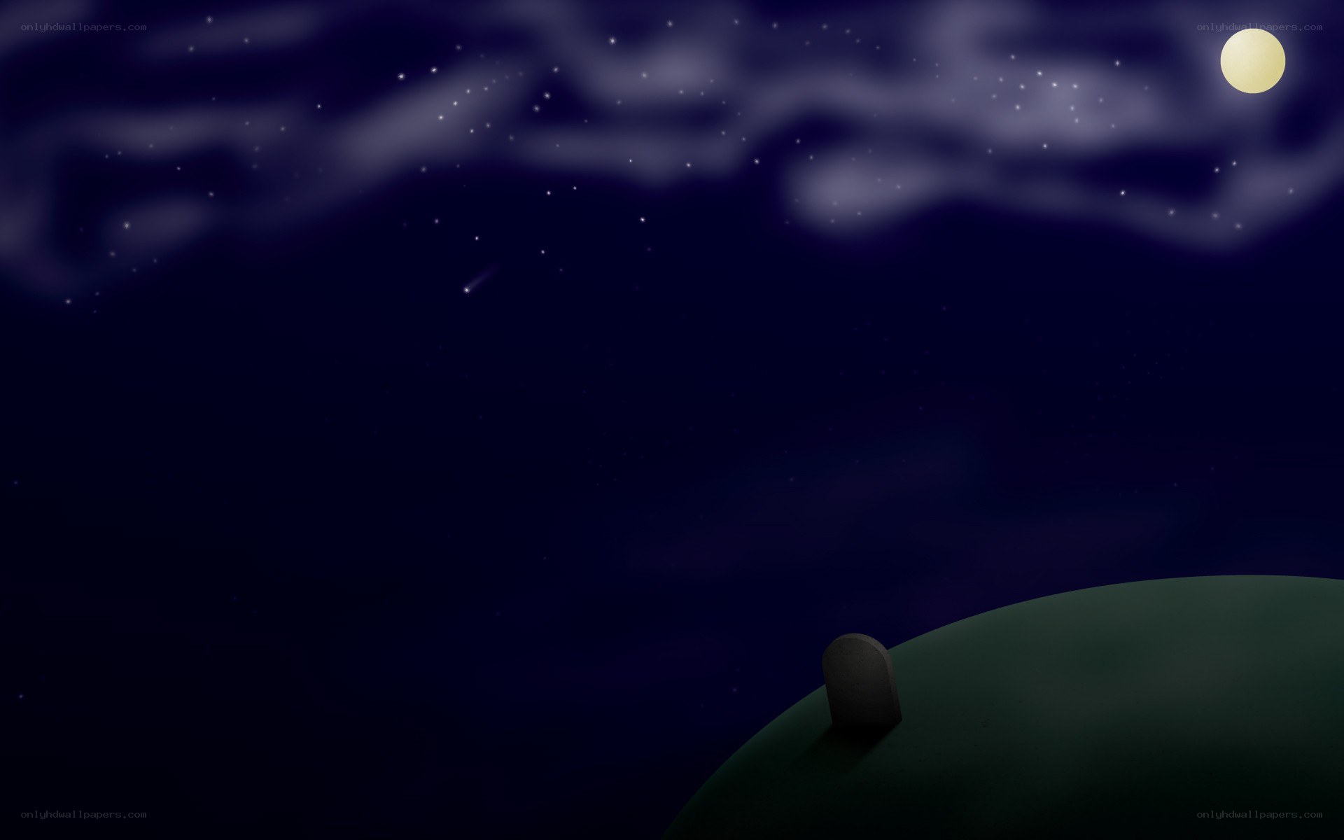 night sky with moon and comet