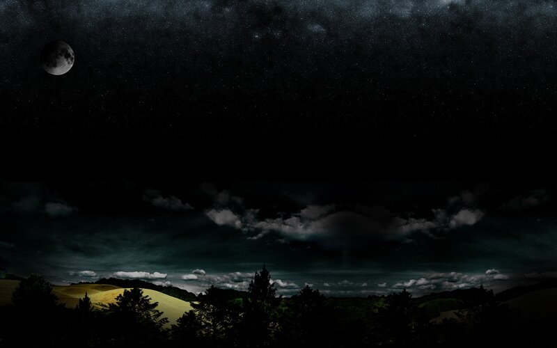 night sky with moon and hills