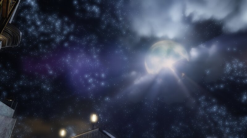 night sky with moon and stars