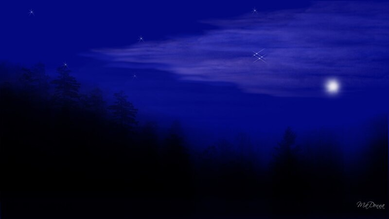 night sky with moon and stars